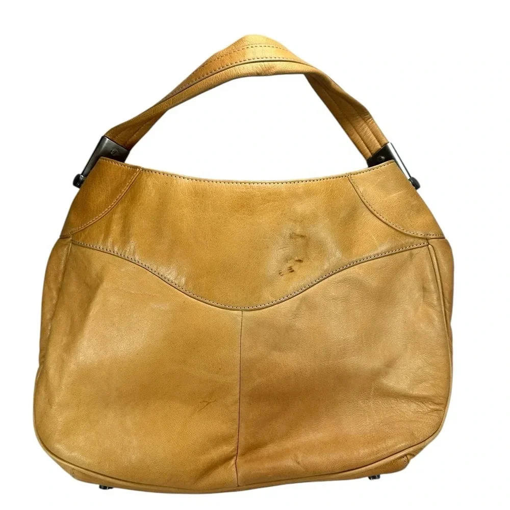 Charles David Camel Brown Leather Large Hobo Handbag Purse
